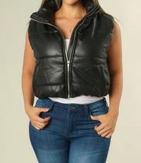 Pleather Mock Neck Vest